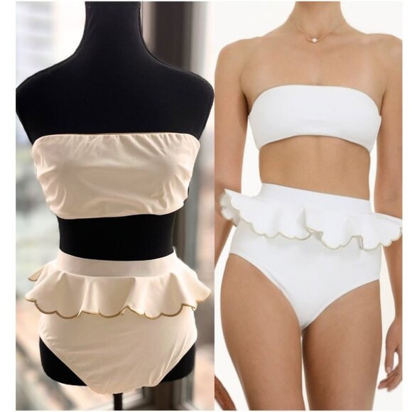 Zimmermann Other - 🆕 ZIMMERMANN 🧿 BNWOT White Jeannie Scallop Tiered Bikini - Size 4 - US 12